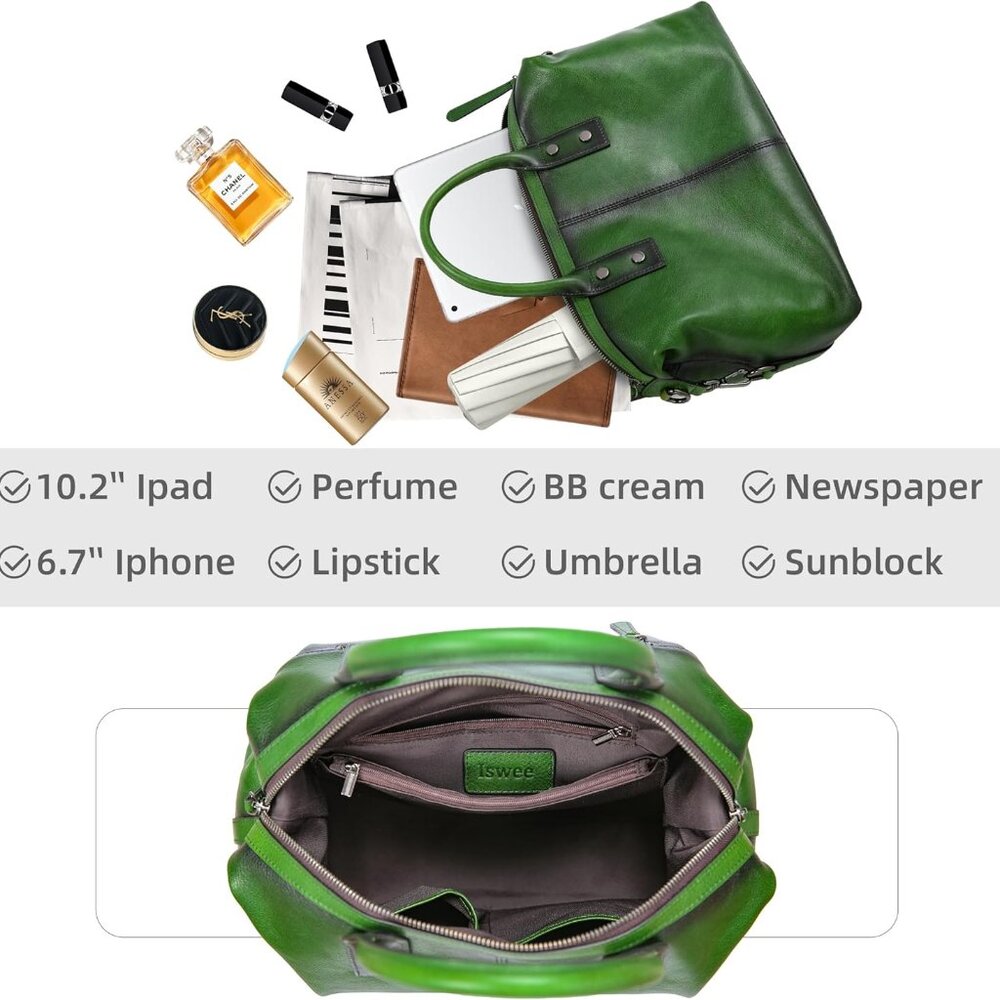 Genuine Leather Satchel Tote Bag Top Handle Handbag Designer Shoulder Bag Large - Picture 5 of 7